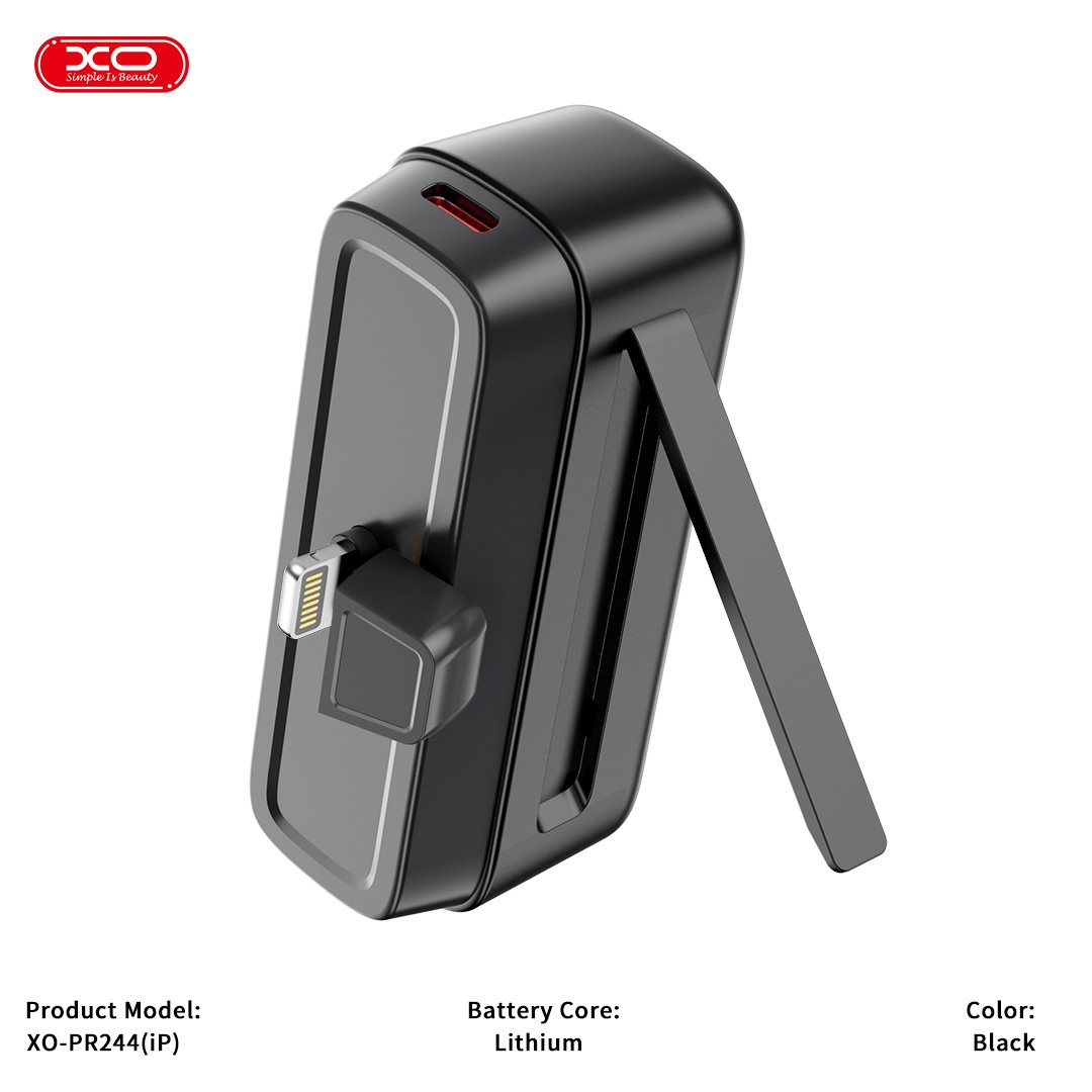 POWERBANK XO-PR244 NEGRO 5000MAH PARA IPHONE CON SOPORTE